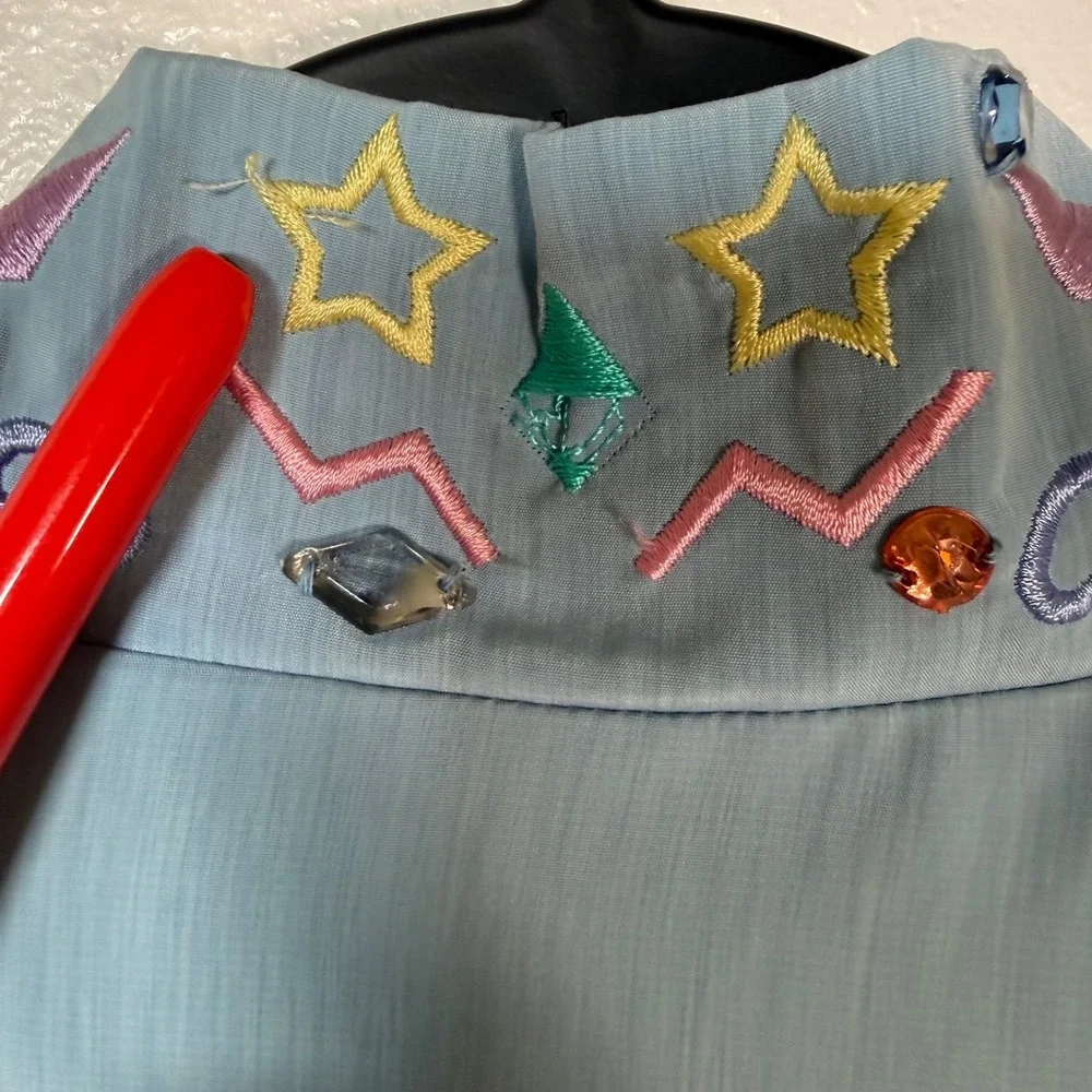 NWT Vintage Patchington Embroidered‎ Rhinestone Jacket Large Read Flaw Coastal G